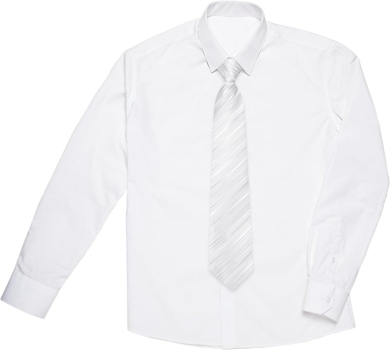 DiBanGu Boys Adjustable Tie and Pocket Square Pre-tied Zipper Necktie for Kids Wedding Party Graduation School Uniforms - Image 4